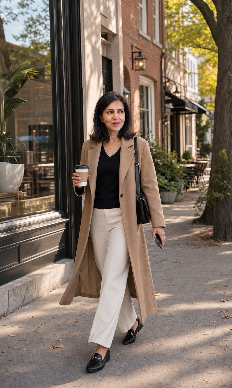 Naveeda Rana walking on a mature Old Oakville street